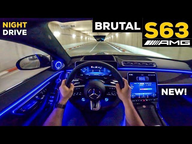 2024 MERCEDES AMG S63 800hp BRUTAL Sedan NEW V8 Sound NIGHT POV DRIVE Review