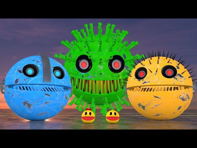 Two Robot Pacmans vs Omicron-Bot Monster vs Pacman & Ms Pacman