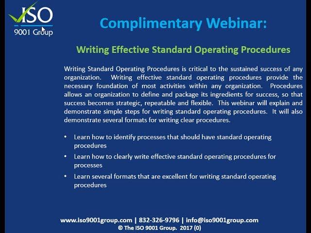 Writing Effective Standard Operating Procedures