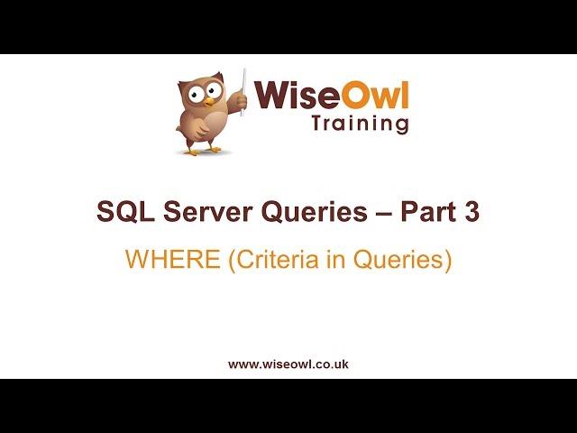 SQL Server Queries Part 3 - WHERE (Criteria in Queries)