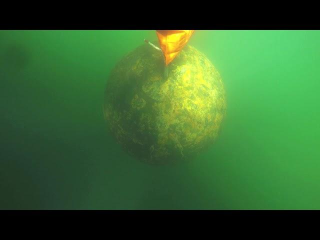 Raising the 5' steel buoy at the Tilly Foster Mine, 6-17-20