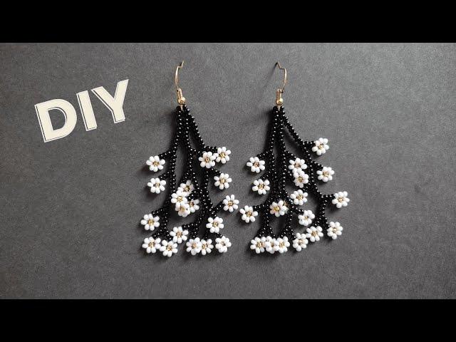 How to make twigs with flowers earrings, beaded earrings handmade