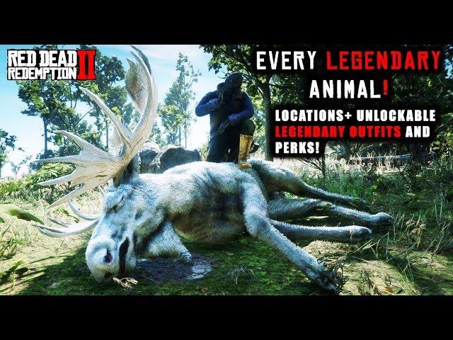 Red Dead Redemption 2 - Hunting EVERY LEGENDARY Animal! Location Guide + OUTFITS and Perks!