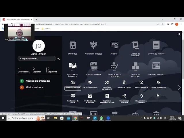 Oracle Fusion Cloud ERP - Pantalla Principal