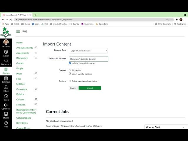 Import Content from an old course into a new Canvas Course