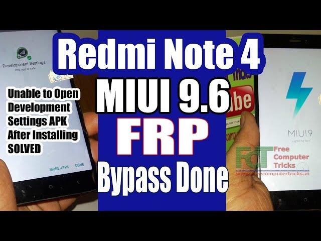 Redmi Note 4 MIUI 9.6 FRP Bypass Done - Unable To Open Settings APK After Installed (Solved)