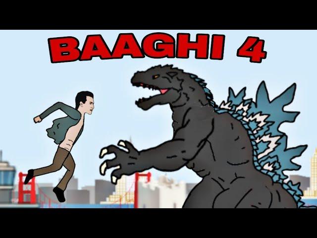 Baaghi 4 movie (part-1)| tiger shroff vs godzilla fight | funny 2d animation