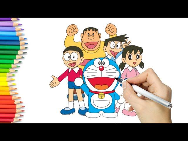 How to draw Doraemon and his Friends | Draw Nobita, Shizuka, Suneo, Takeshi, Gian