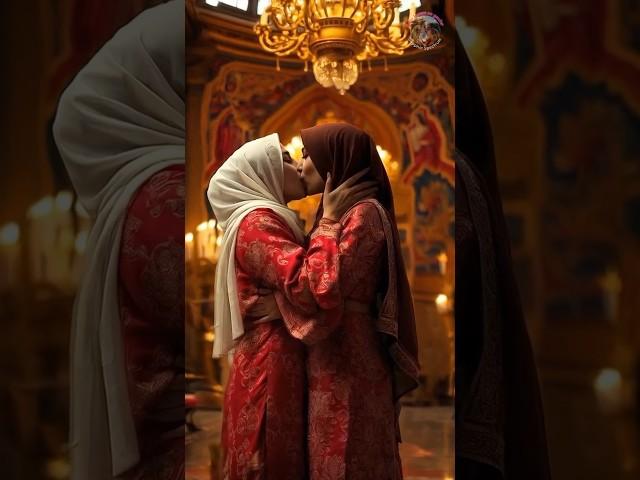 Muslim Girl’s First Tongue Kiss |Lesbian Kissing Hijab Fashion and a Tongue Kiss