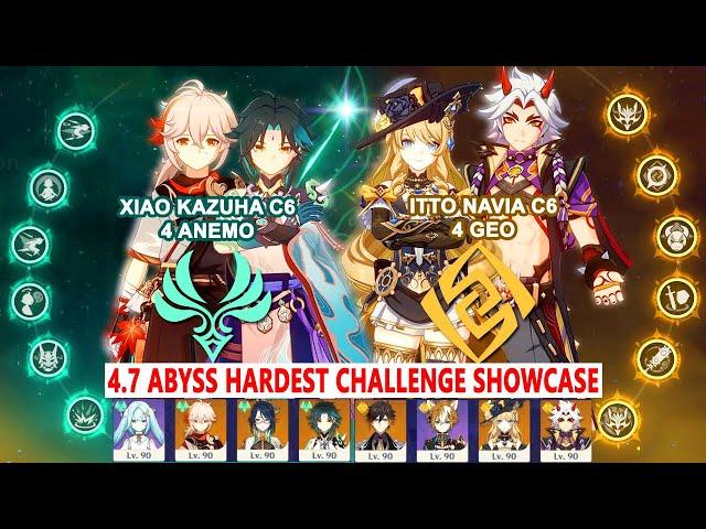 Xiao Kazuha C6 4 Anemo & Itto Navia C6 4 Geo : 4.7 Abyss Hardest Challenge Showcase