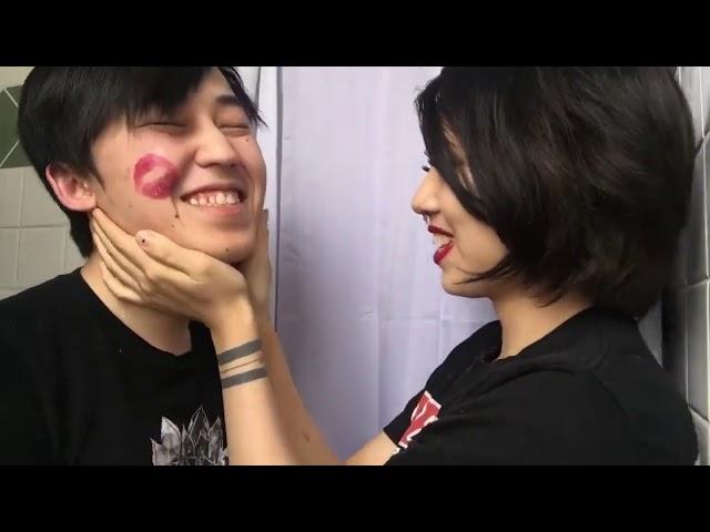 A Japanese Girl's Lipstick Kiss To A Boy