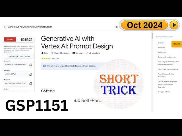 Generative AI with Vertex AI: Prompt Design | #GSP1151 | #qwiklabs | #Arcade