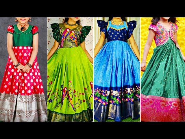 Pattu Long Frock Designs For KidsTraditional Kids Dress Collection