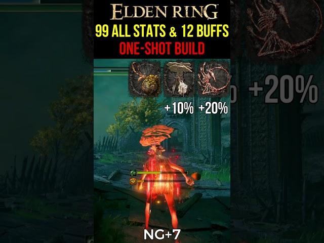 Elden Ring - Giant-Crusher One-Shot Build with 99 stats & 12 Buffs #eldenring #gaming #shorts