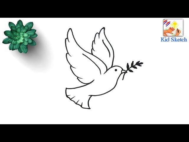  How To Draw a Bird in 2 Minutes| птица рисование | Dove Bird Drawing Easy | Peace Dove Drawing