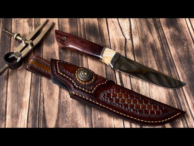 How to make a leather knife sheath- full process - leather craft - Puukko knife.