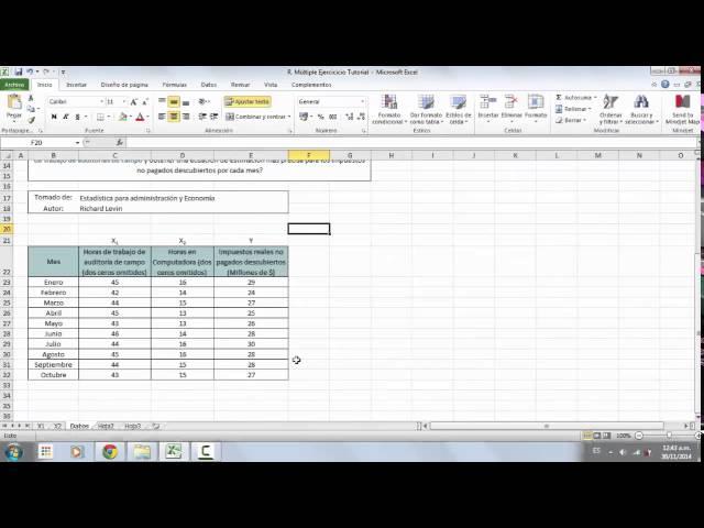 Regresión Lineal Múltiple - Ejercicio en Excel