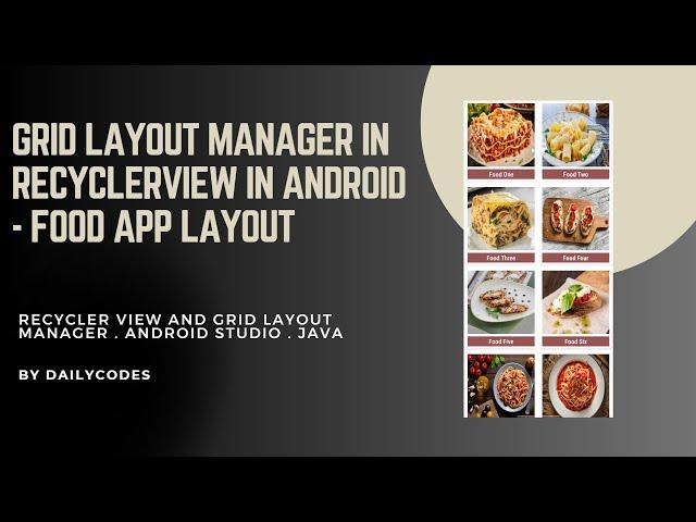 RecyclerView in Android #6 | GridLayoutManager| Android studio | java | Application Development