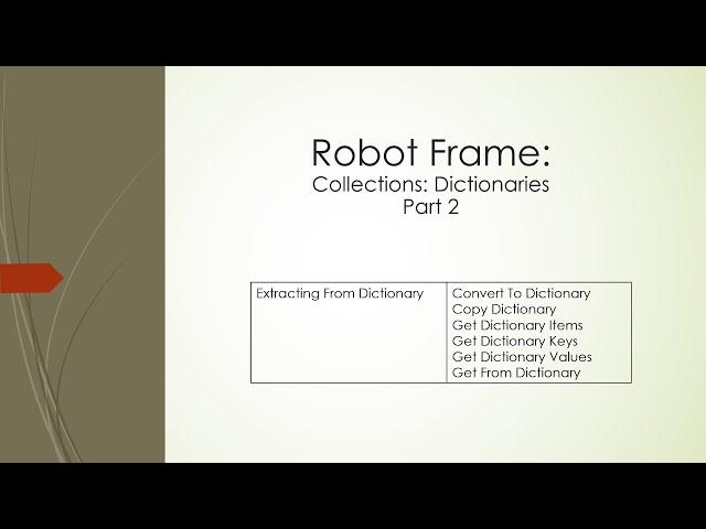 Robot Framework | Collections | Dictionary Part 2