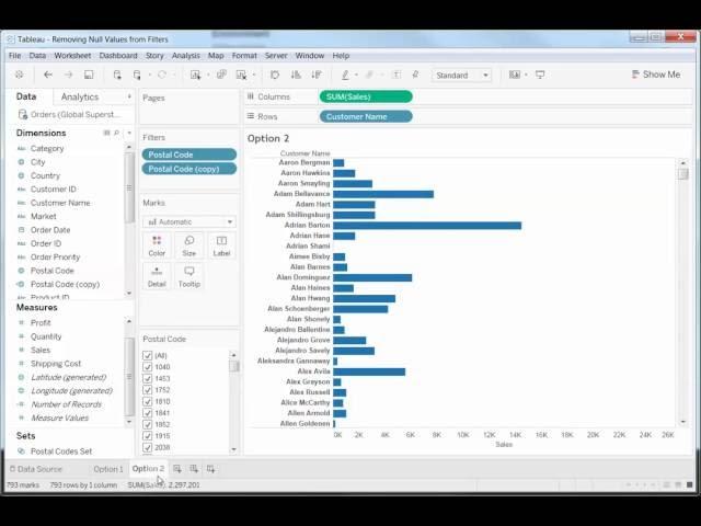 Removing Null Values from Filters