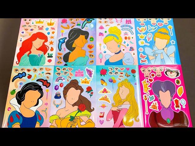 Decoration Disney Princess Ariel,Snow White,Belle,Cinderella Sticker Book Dress Up