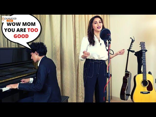 Madhuri Dixit Singing Live Song While Son Arin Nene Playing Piano To Raise The Covid Funds