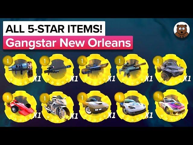 ALL 5-STAR ITEMS! | Gangstar New Orleans