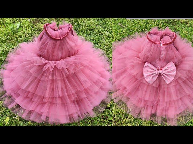 DIY: Baby Frock Cutting and Stitching / pleated baby frock design/ layer frock cutting and stitching