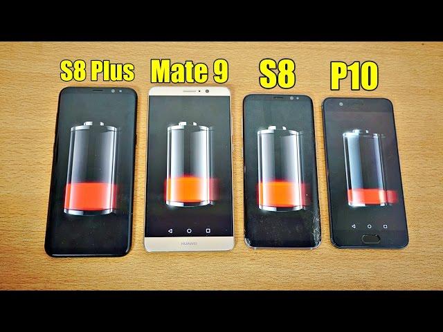 Samsung Galaxy S8 Plus vs Huawei Mate 9 vs Huawei P10 vs Galaxy S8 - Battery Drain Test! (4K)