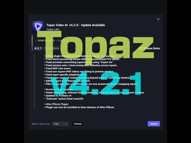 Topaz Video AI V4.2.1 Davinci Resolve Plugin update! #topazlabs #topazplugin #davinciresolve