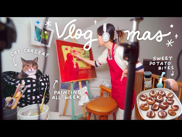 MAKING LOTS OF ART ️ Vlogmas #2, digital art, project pan, & sweet potato bites