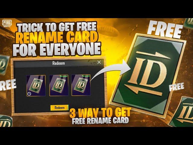 Trick To Get Free Rename Card | 3 Way To Get Free Rename Card | How To Get Free Rename Card In Pubgm