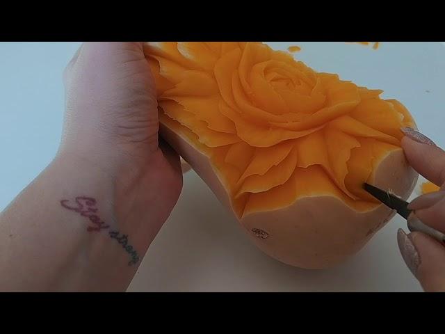 Carving a Rose from Squash