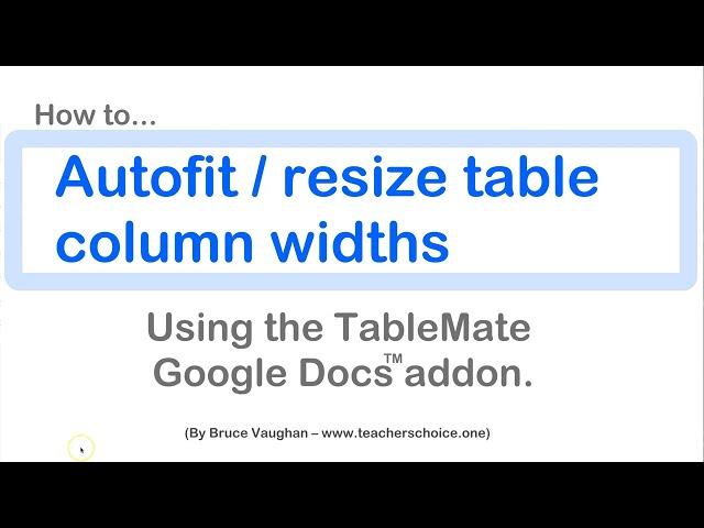 Google Docs – Autofit / resize table column widths