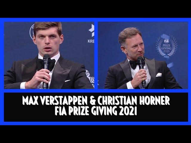 MAX VERSTAPPEN & CHRISTIAN HORNER FIA PRIZE GIVING PARIS 2021