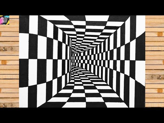 How to draw 3D tunnel - optical illusion | Easy trick art | 3D art