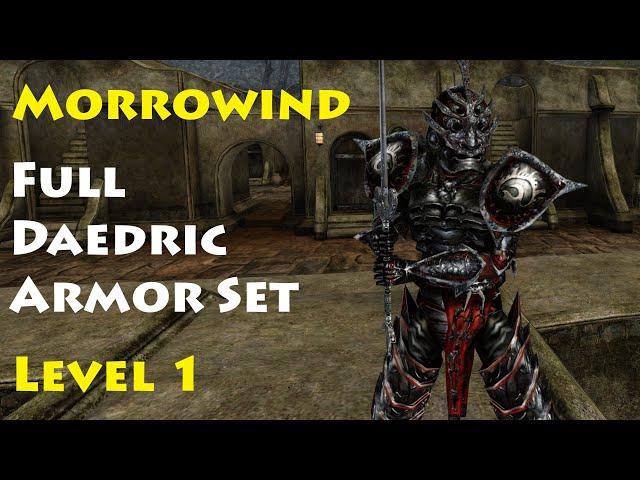 Morrowind Full Daedric Armor Set at Level 1 - No Exploits