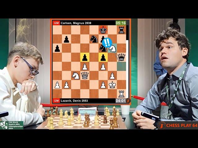  18-Year-Old Prodigy Denis Lazavik STUNS Magnus Carlsen | World Rapid Chess 2024!