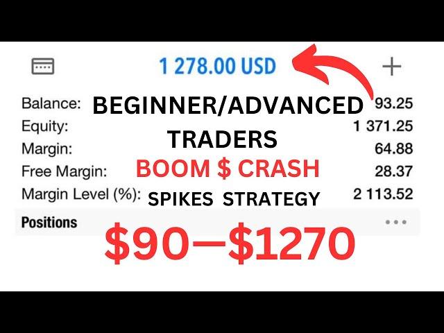 95% WIN RATE $90–$1270 A DAY BOOM AND CRASH SPIKE STRATEGY FOR BEGINNERS/ADVANCED. Watch Live