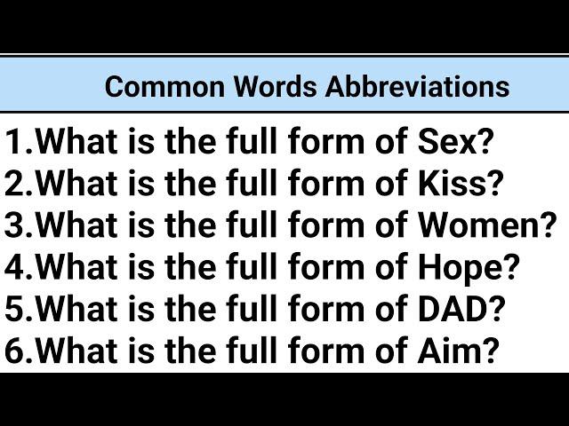 Common Words Abbreviations|general knowledge info