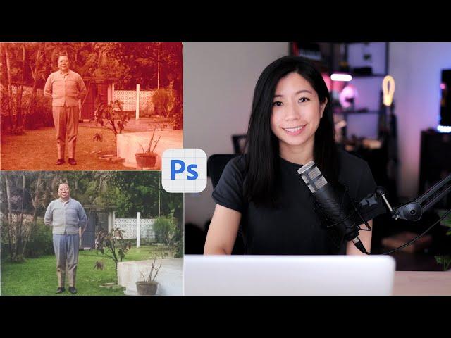 REPAIR OLD PHOTOS IN PHOTOSHOP USING AI | Easy tutorial to restore and colorize old photos