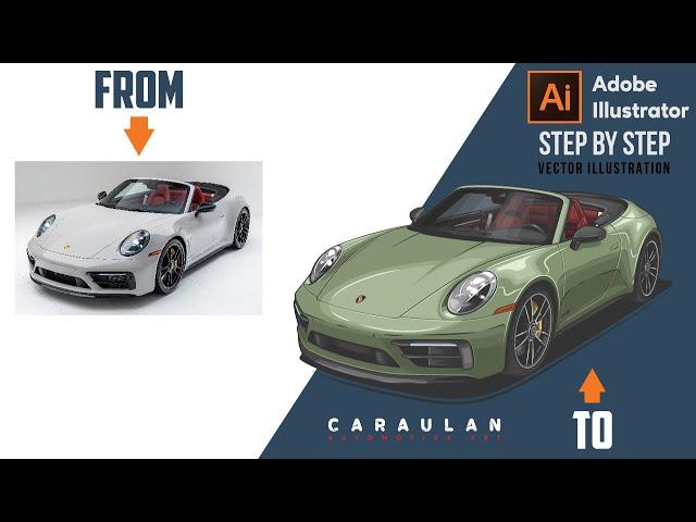 Porsche 911 Cabriolet |How to Illustrate a Car | Vector car tutorial