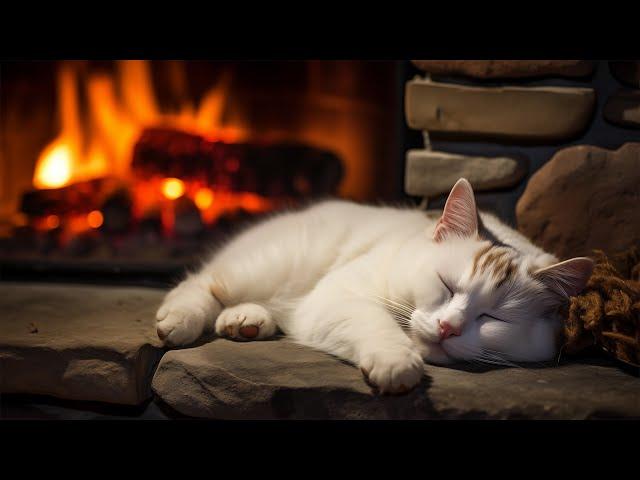 Fall asleep to the purring of a Persian cat and a fireplace (12 HOURS)