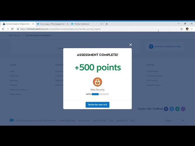 Security Specialist - Data Security : Control Access to Objects Unit ( Salesforce Trailhead  )