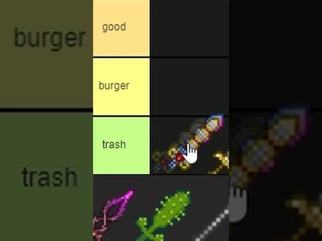 Terraria True Melee Tier List! #terraria #shorts