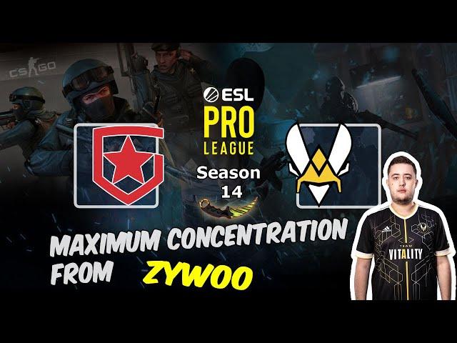 Maximum concentration from ZywOo in 1vs2 clutch, Gambit vs Vitality, ESL Pro League Season 14