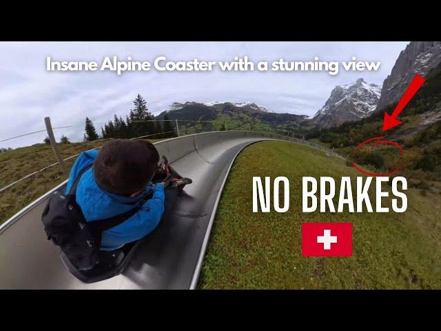 Insane with NO BRAKES on Alpine Slide in Switzerland Rodelbahn Pfingstegg Full ride Insta 360 x4