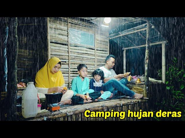 HEAVY RAIN CAMPING - RELAXING CAMPING WITH MY LITTLE FAMILY - ASMR RAIN