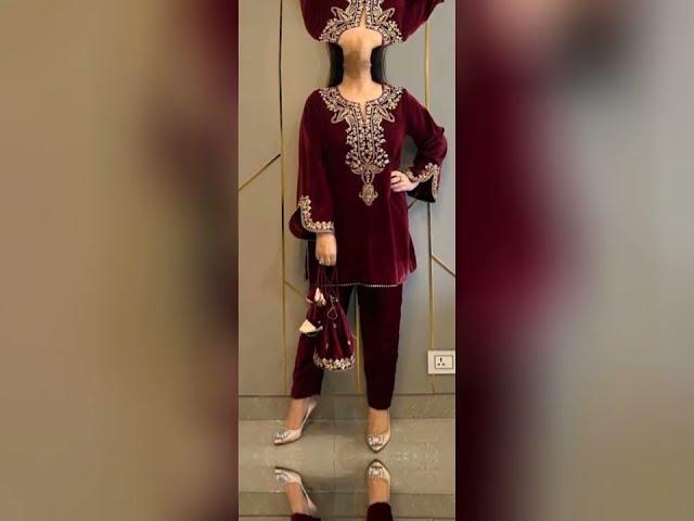 Elegant PartyWear Velvet Dress Designs 2025 | Velvet Suit Designs for Wedding