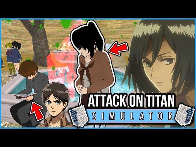 ATTACK ON TITAN SIMULATOR - WILL MIKASA-CHAN GET SENPAI EREN? - Yandere Simulator